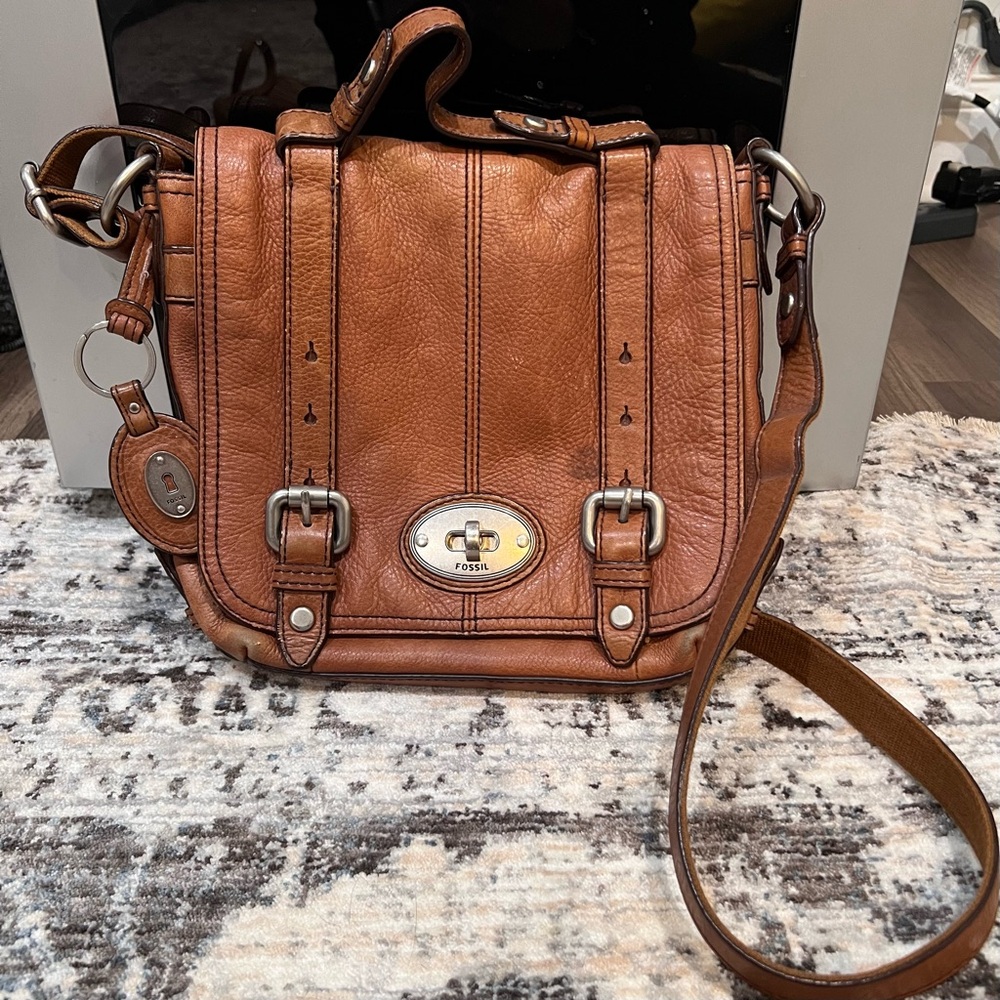 Fossil Brown Leather Crossbody Satchel
